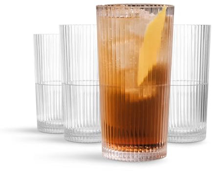 Drinique Unbreakable Edition Highball - Vaso de plástico transparente de 14 onzas, paquete de 4