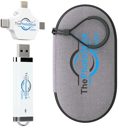 ThePhotoStick® Omni 32GB + Protective Case | Secure Photo & Video Backup and Transfer | Digital File Organization | USB & Multiport Connection for Phones, Tablets and Computers | Water Resistant Case