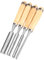 Comphic Set of 4 Wooden Chisel Set, Round, Curved Chisel Set, V Steel Semicircular Edge 6mm/12 Mm/18 Mm/24 mm for DIY Crafts