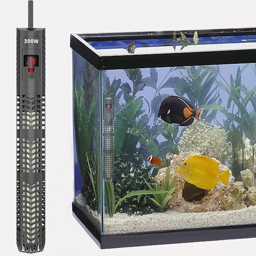 WDEC Riscaldatore per Acquario, 250L 300W, con Termostato, Temperatura Regolabile Riscaldatore (20-34°C), Termoriscaldatore Acquario per Acquario per Pesci e Tartarughe, con Display LED