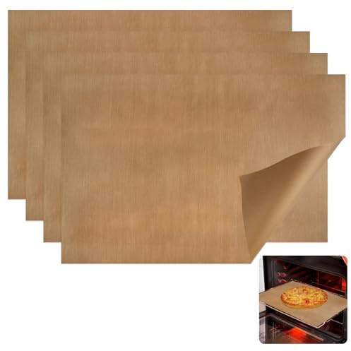 4 Pezzi Carta Da Forno Riutilizzabili In Teflon, 40 X 60 cm Permanenti Tappetino Forno In Antiaderente, Tappetino Barbecue Foglio Barbecue Pellicola Da Antiaderente Tagliabile per Cottura, Stiratura