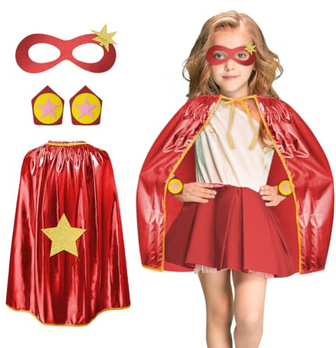 AUYAO Pentagram flicka, tutu och mask, jul, halloween, cosplay cape, 3 st - ansiktsmask-röd, 0