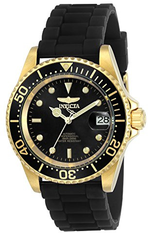 Invicta Pro Diver - Orologio da uomo in acciaio inossidabile con movimento automatico - 40 mm, Oro / Nero 23681