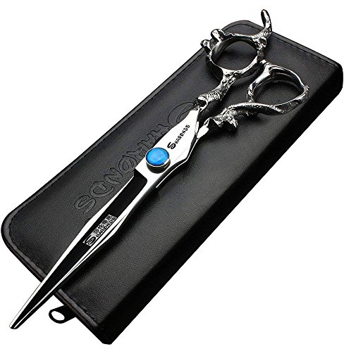 Set Professionale di Forbici per Capelli 6/7/8/9 Pollici - Forbici Giapponesi per Uomo e Donna (1, 7 Pollici Piatto-C)