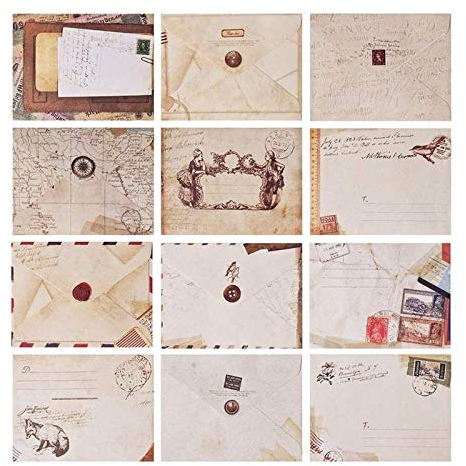 Umschlag Retro, 120 Pcs Mini Briefumschläge, Kleine Umschläge, BriefumschläGe Klein für Geldgeschenke, Hochzeit Geburtstag, Baby, Abschluss, Weihnachtskarten, Bastelarbeiten