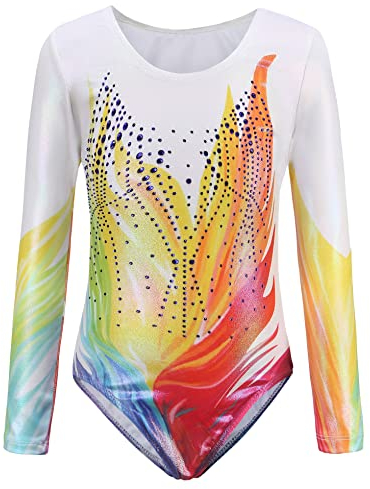 SEAUR - Mädchen Gymnastikanzug Langarm Kinder Turnanzug Tanzen Kleidung Ballet Yoga Kleid Klein Kind Trikot Gymnastik Klassisch 7-8 Jahre