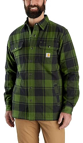 Carhartt Herren Relaxed Fit Flannel Sherpa-Lined Shirt Jac Hemd mit Button-Down-Kragen, Chive, Mittel