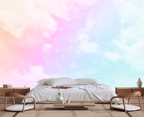 Wmjurel Colorful Clouds in The Sky Wall Mural, for Children's Room Background Wallpaper, TV Background Wall Stickers(Non-self-Adhesive)