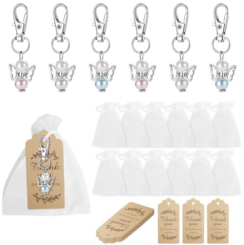 HO2NLE 30 Stück Schutzengel Engel Anhänger Schlüsselanhänger, Schutzengel Anhänger mit Organzabeutel+Anhänger aus Kraftpapier, Hochzeitsgeschenk (Farbsatz)