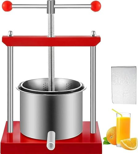 FUEPRFL Fruchtweinabsolvent, Traubenpresse, Drücken Sie Mit Doppelten Edelstahlfässern, Um Wein, Honig, Saft, Pfefferöl Herzustellen ~//