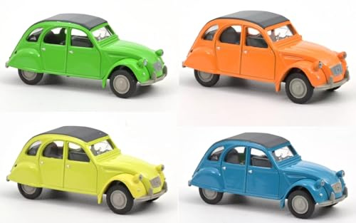 OPO 10 - Set di 4 Auto in Miniatura compatibili con Citroën 2CV Scala 1:64 3 Pollici 7,5 cm Norev - 191027