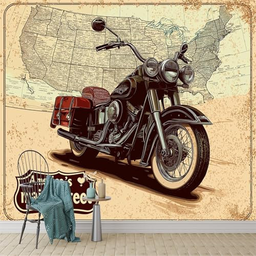 Papel pintado fotográfico impreso Mapa de ruta para motocicletas Papel pintado fotográfico de tejido no tejido 250 x 175 cm arte fotográfico pared de Amarillo oscuro pintado de pared imagen de pare
