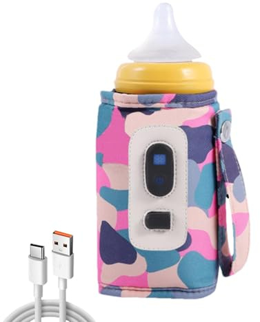Doiyislem Funda aislante para botellas de leche, bolsa térmica para biberones de leche, calentador de leche digital portátil, calentador de biberones USB, 5 velocidades, almacenamiento de calor, bolsa