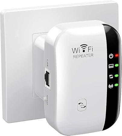 xiaomgu 2025 WiFi Extender Booster, Covers 4000 Sq.ft & 50 Devices, Internet Booster with Ethernet Port, Quick Setup, Home Signal Repeater, UK Plug (White)