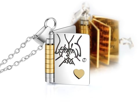 MOROTOLE For Daughters-My Incredible Daughter Book Necklace,To My Daughters from Mom and Dad Books Necklaces,Adjustable Books Necklaces with 6 Pages of Engraved Information,Book Necklace for Daughter