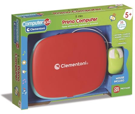 Clementoni Sapientino – Il Mio Primo Computer, Interactive Educational Game Children from 5 Years, 35 Activities, Learn Letters, Numbers, Logic and Music, Mouse Included, LCD Screen, Italian Language