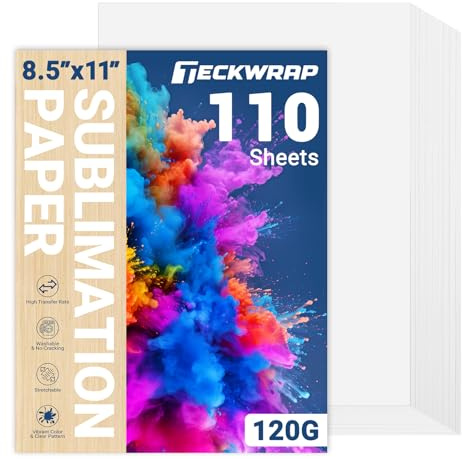 TECKWRAP Sublimation Paper 8.5 x 11 Inch 110 Sheets 120gsm Perfect for T-Shirts, Mugs, Tumblers, and Light Fabric - Use with Sublimation Ink & Printer for DIY Projects