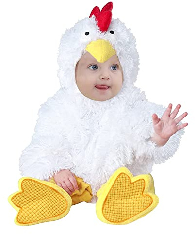 2025 Disfraz de animal para niño, conjunto de pelele de forro polar, gorro de pollo, para niños pequeños, invierno, cosplay, mono, zapatos, pelele y mono pijama para niños, cálido (blanco, 6-9 meses)