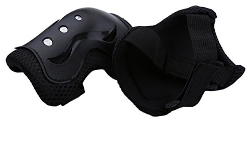 Cryfokt Rodilleras Protectores De Muñequeras para Niños Deportes Al Aire, 6 Piezas/Juego Protección Sólida Transpirable para Patinaje Sobre Ruedas, Ciclismo, 4-16 Años (BLACK)