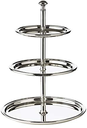 Edzard Etagere Thread, Silver Plated and Tarnish Protected, 11,8 in Height, 3 Levels