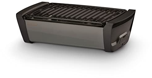 Enders Aurora raucharmer Tischgrill, mobiler Holzkohle-Grill, kleiner Grill, Balkon-Grill, Picknick-Grill, Camping-Grill, Grill mit Belüftung, grey #1364, 26x47x13,5 cm