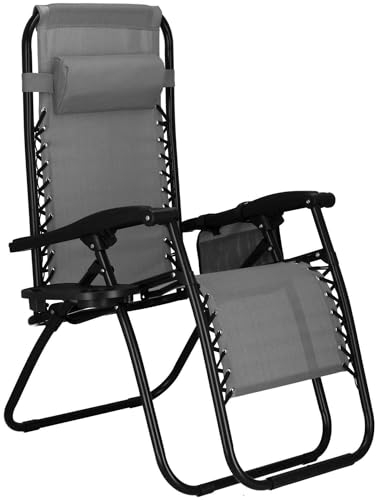SPRINGOS Gartenstuhl Relaxstuhl Gartenliege mit Kopfstütze 110 x 80 x 67 cm Sonnenliege mit Beistelltisch Armlehnen Hochlehner Strandstuhl klappbar