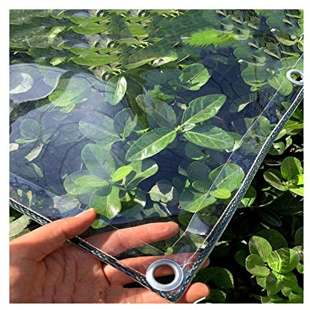 AMSXNOO Telone Trasparente, 0,3 mm Telone in PVC Impermeabile da con Occhielli, Copertura Vegetale Versatile per Padiglioni Padiglioni Terrazze Protezione dal Vento (Size : 1.8x2m)