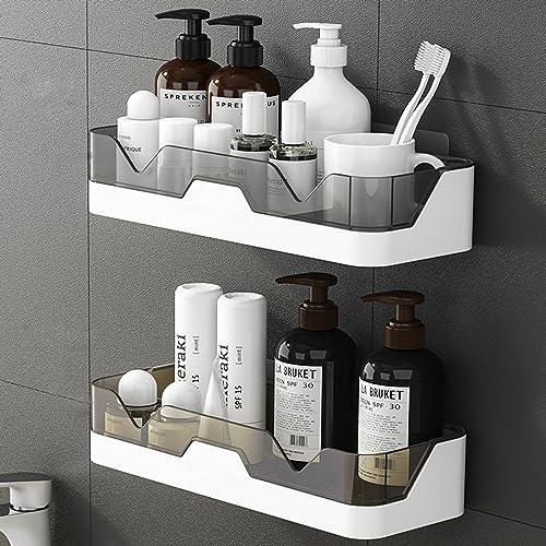 PIGPIGFLY Estanteria Baño Sin Taladro,Estante Ducha Plastico,Estantería Ducha, Organizador Estantes Cesta para Ducha, Baldas pared Baño,Baldas Pared sin Agujeros
