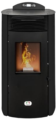 STUFE A PELLET ITALIA Siberia Aria New 18 KW Doppia Canalizzazione - Stufa ad Aria Ventilata Efficienza 91% Scalda 180m² Autonomia 30H Programmabile 5 Velocità e Potenze Garanzia 24 Mesi Nero