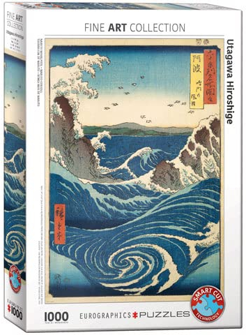 empireposter Utagawa Hiroshige - Naruto Whirlpool - 1000 Teile Puzzle - Format 68x48 cm + Puzzle Alu Rahmen für 1000er