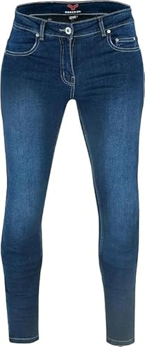 MCW Gear Stretch motorcykeljeans – UKCA/CE AA-klassad herr Kevlarförstärkt denim, nivå 2 knä amour perfekta motorcykelkläder, Mörkblått, 34W x 32L