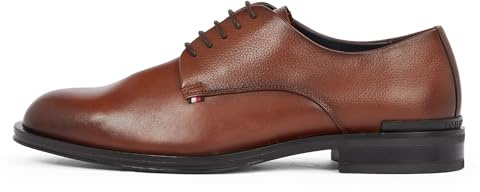Tommy Hilfiger Zapatos Derby Hombre Core de Piel, Marrón (Winter Cognac), 44