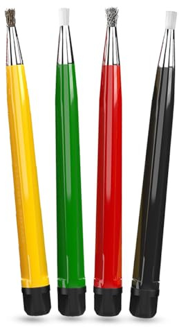 Megacast 4-Piece Scratch Brush Pen Set, Sanding Brushes Tools with Fiberglass, Steel, Brass and Nylon Nigs, Cleaning Brush for Jewelry, Watches, Coins and Electrical Circuit Boards