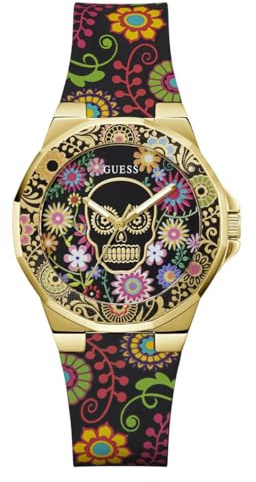 Guess CALAVERTA Damen Armbanduhr in der Farbe Schwarz mit Armband aus Silikon, Wasserdichtigkeit: 3 bar, Gehäusedurchmesser: 38 mm, GW0754L1