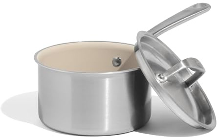 Tillverkad i köksredskap – 2 QT non-stick keramisk kastrull – 5 lager rostfri klädd – professionella köksredskap – tillverkad i Italien – induktionskompatibel