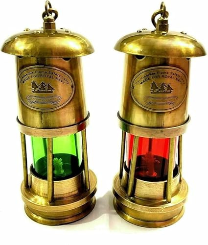 Juego de 2 faroles de latón envejecido, para barco, barco, de 15,2 cm