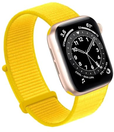 SAAWEE För Apple Watch Band 49MM 45MM 44MM 42MM 41MM 40MM 38MM, Dam Herr Sport Nylon Loop Band För IWatch Series Ultra 8 7 6 5 4 3 2 1 SE(Yellow,42/44/45/49mm)