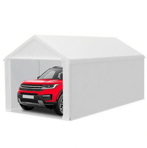 XMTECH Tente de garage, abri de voiture, 3 x 6 m, résistante aux UV et au soleil, avec portes, tente de pâturage, tente de stockage, abri de voiture, pour SUV, bateau, camion, cargaison, événements en