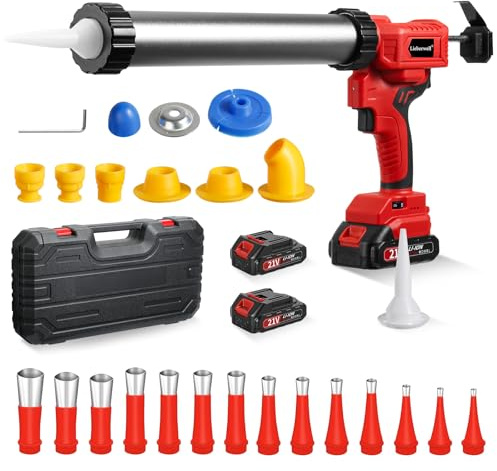 Pistola per cartucce a batteria con 2 batterie, siringa in silicone a 6 velocità, pistola per cartucce, siringa per cartucce, pistola di compressione e LED, 0-9 mm/s regolabile per cartucce e