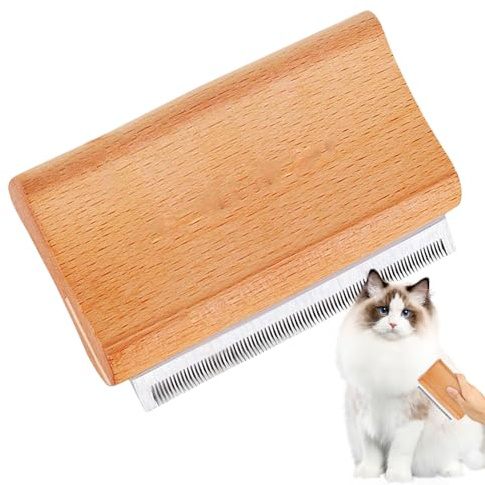Cepillo para Perros para la Muda - Mango de Madera para Aseo Rastrillo | Herramienta para deslanar desenredar el subpelo de perros gatos, cepillo ancho para eliminar el, reduce la muda, para