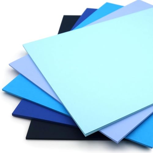 Hawksbill Lot de 60 feuilles de papier cartonné bleu A4 220 g/m² 5 nuances de bleu de qualité supérieure pour loisirs créatifs, scrapbooking et machines à découper