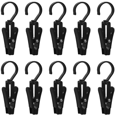 XINGSUI 10 Piezas Pinza con Gancho Giratorio, para Ropa, Sombrero, Toallas