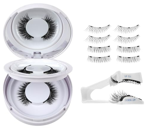 BUTBU 2Pezzi Ciglia Magnetiche, Ciglia Magnetiche Naturali, Non c'è bisogno di Colla, Riutilizzabili con Applicatore, Look Naturale, Facile da Indossare e Rimuovere