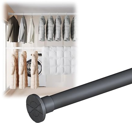 Tringle à Rideau de Douche Extensible 50-80 cm Barre Télescopique Réglable Sans Perçage 90-160 cm 110-200 cm Tringle à Rideaux à Pincer pour Salle de Bain Fenêtre(Gray,50cm-80cm/19-31)