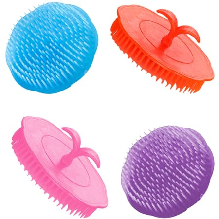 INOOMP Spazzola per Massaggio del Capelluto 4 Pezzi Colore Casuale in Pe, Spazzola per Shampoo Funzione Esfoliante e Sollievo dal Prurito, per Uso Quotidiano
