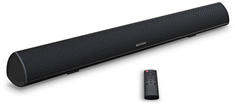 Soundbar, MEGACRA TV Sound Bar with Dual Bass Ports Wired and Wireless Bluetooth 5.0 Home Theater System (28 Inch, Enhanced Bass Technology, 3-Inch Drivers, Bass Adjustable, Wall Mountable, Dsp)