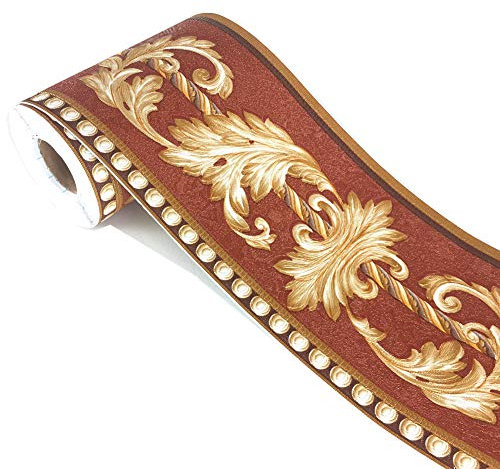 Frise de papier peint à motif floral marron foncé - 10 cm x 5 m