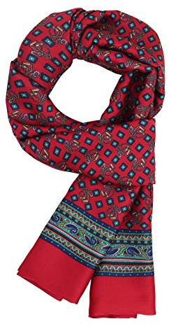 WANYING Hombre Bufanda de Seda Artificial Delgada Doble Capa Bufanda de Rayón Casual Negocios para Otoño Primavera - Rojo oscuro