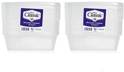 20 Pack Plastic Food Containers with Lids | Meal Prep Takeaway Container with lids ~ Microwave, Freezer & Dishwasher Safe ~ Durable ~ Clear (650ml)