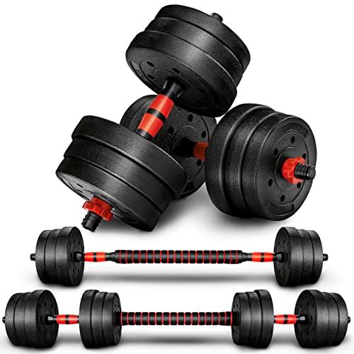 RE:SPORT 2 in 1 Hanteln Set 20 kg | Hantelset verstellbar | Kurzhantel & Langhantel | Sternverschlüsse & Verbindungsrohr
